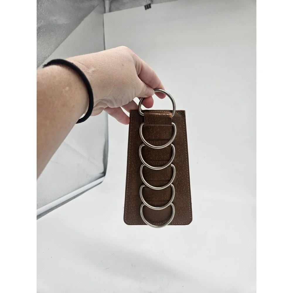Vintage Leather And Metal Tie Storage Hanger